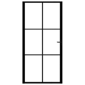 vidaXL Indoor Door ESG Glass and Aluminum 102.5x201.5 cm Black
