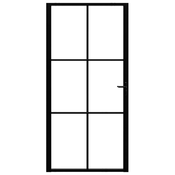 vidaXL Indoor Door ESG Glass and Aluminum 102.5x201.5 cm Black