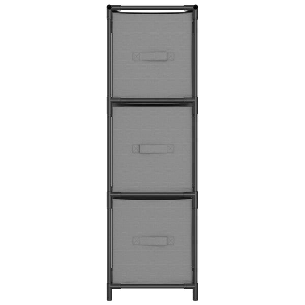 vidaXL Storage Cabinet with 3 Fabric Drawers Grey 34x34x101 cm Steel