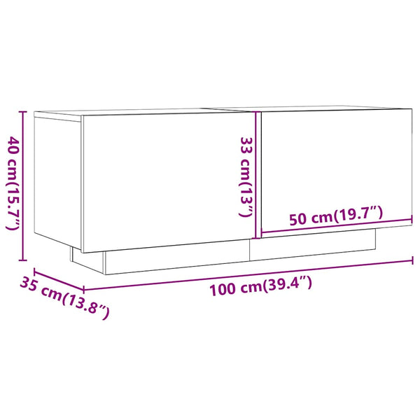 vidaXL TV Cabinet with LED Lights White 200x35x40 cm