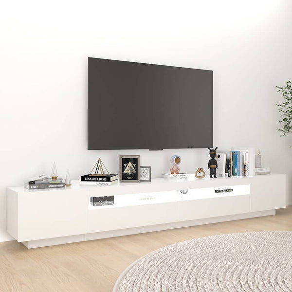vidaXL TV Cabinet with LED Lights White 260x35x40cm