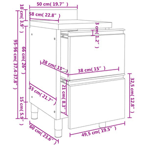 vidaXL Commercial Kitchen Cabinet with 2 Drawers 50x60x96 cm