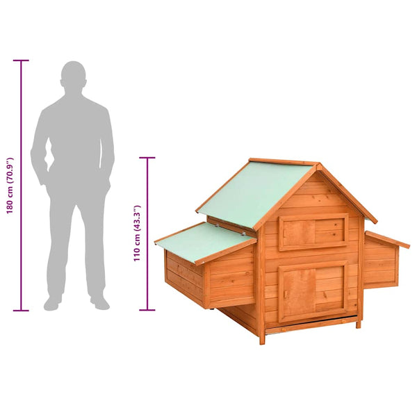 vidaXL Chicken Coop 150x96x110 cm Solid Fir Wood