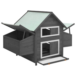 vidaXL Chicken Coop Grey and White 150x96x110 cm Solid Fir Wood