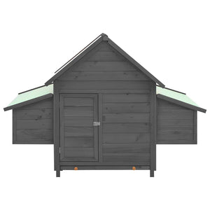 vidaXL Chicken Coop Grey and White 150x96x110 cm Solid Fir Wood