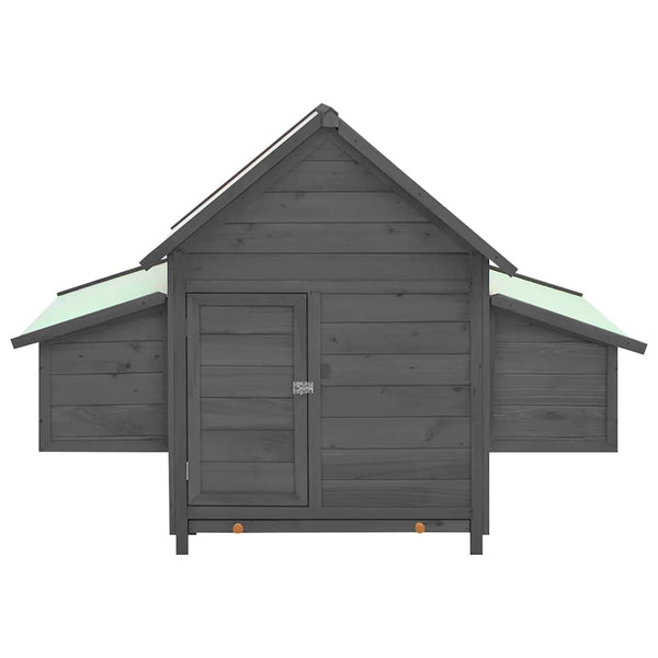 vidaXL Chicken Coop Grey and White 150x96x110 cm Solid Fir Wood