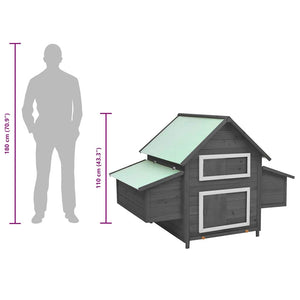 vidaXL Chicken Coop Grey and White 150x96x110 cm Solid Fir Wood