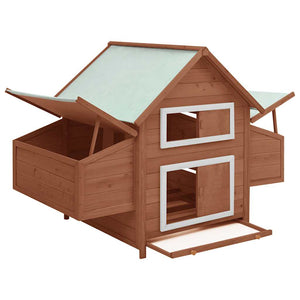 vidaXL Chicken Coop Mocha and White 150x96x110 cm Solid Fir Wood