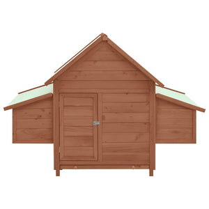 vidaXL Chicken Coop Mocha and White 150x96x110 cm Solid Fir Wood