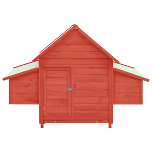 vidaXL Chicken Coop Red and White 150x96x110 cm Solid Fir Wood