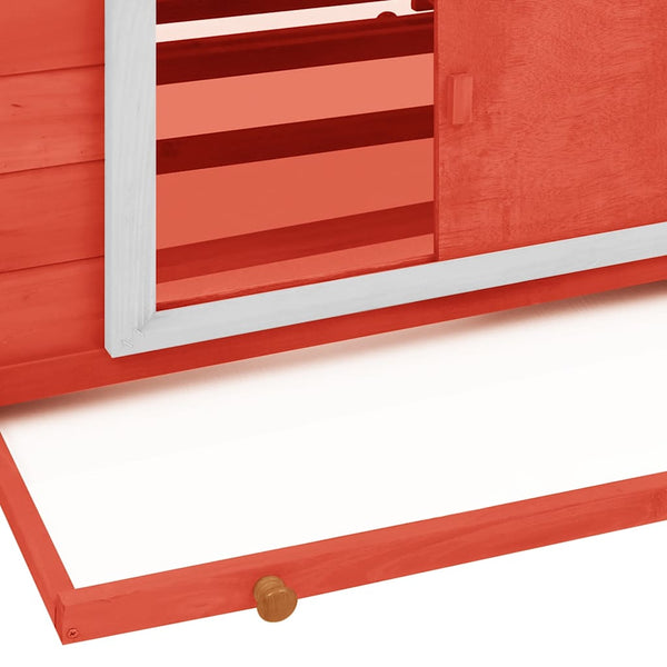 vidaXL Chicken Coop Red and White 150x96x110 cm Solid Fir Wood