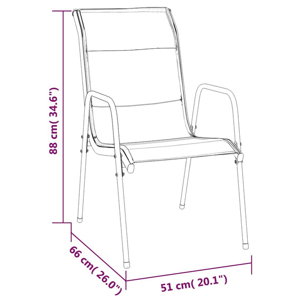 vidaXL Garden Chairs 2 pcs. Steel and Textilene Black