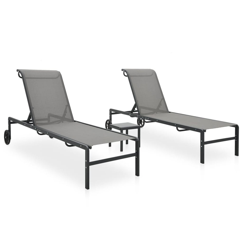 vidaXL Sun Loungers 2 pcs. with Table Textilene and Steel