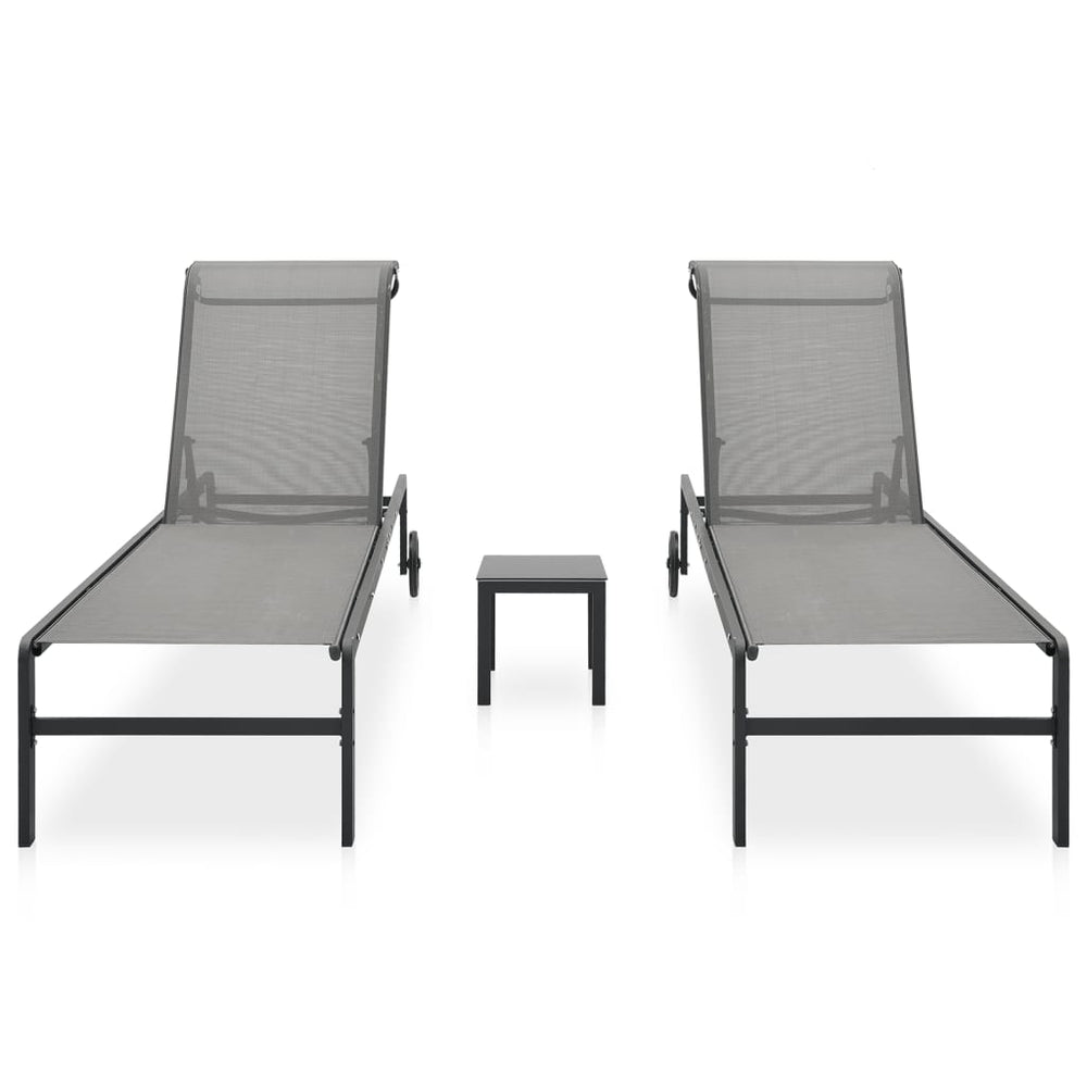 vidaXL Sun Loungers 2 pcs. with Table Textilene and Steel