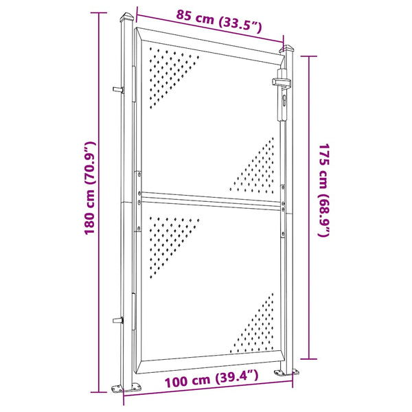 vidaXL Garden Gate 100 x 175 cm Stainless Steel