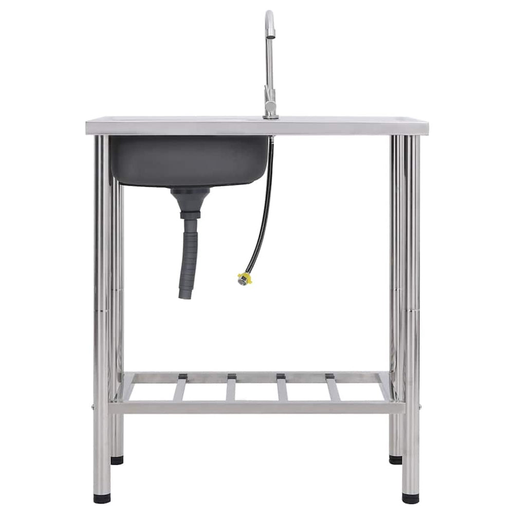 vidaXL Camping Sink with Faucet Stainless Steel