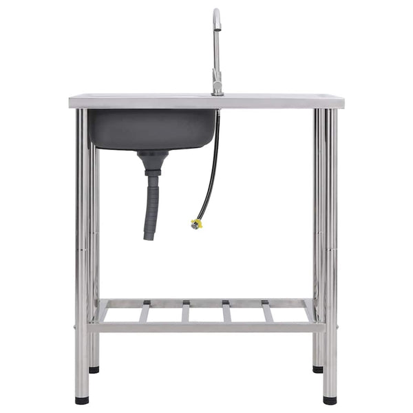 vidaXL Camping Sink with Faucet Stainless Steel