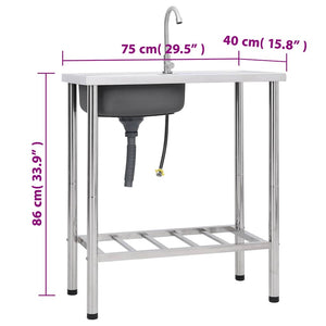 vidaXL Camping Sink with Faucet Stainless Steel