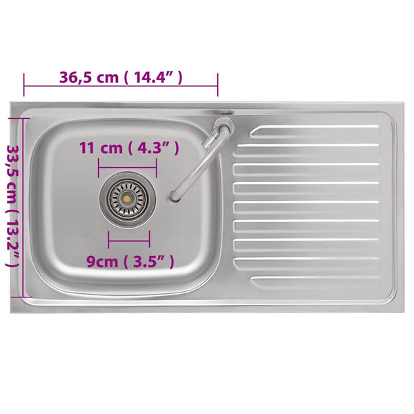 vidaXL Camping Sink with Faucet Stainless Steel