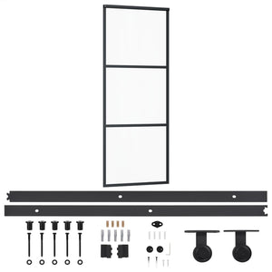 vidaXL Sliding Door with Hardware Tempered Glass & Aluminum 76x205 cm