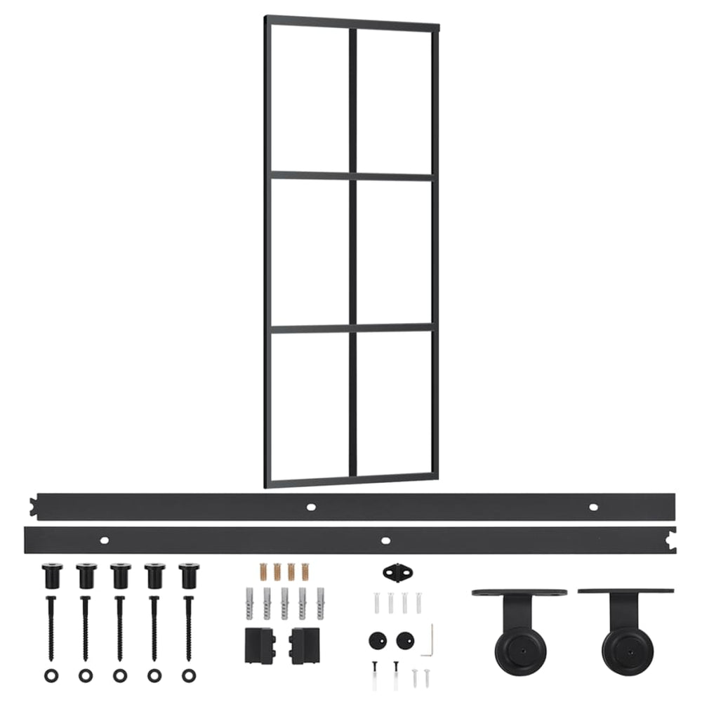 vidaXL Sliding Door with Hardware Tempered Glass & Aluminum 76x205 cm