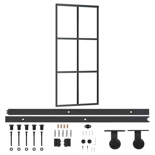 vidaXL Sliding Door with Fittings Tempered Glass & Aluminum 90x205 cm