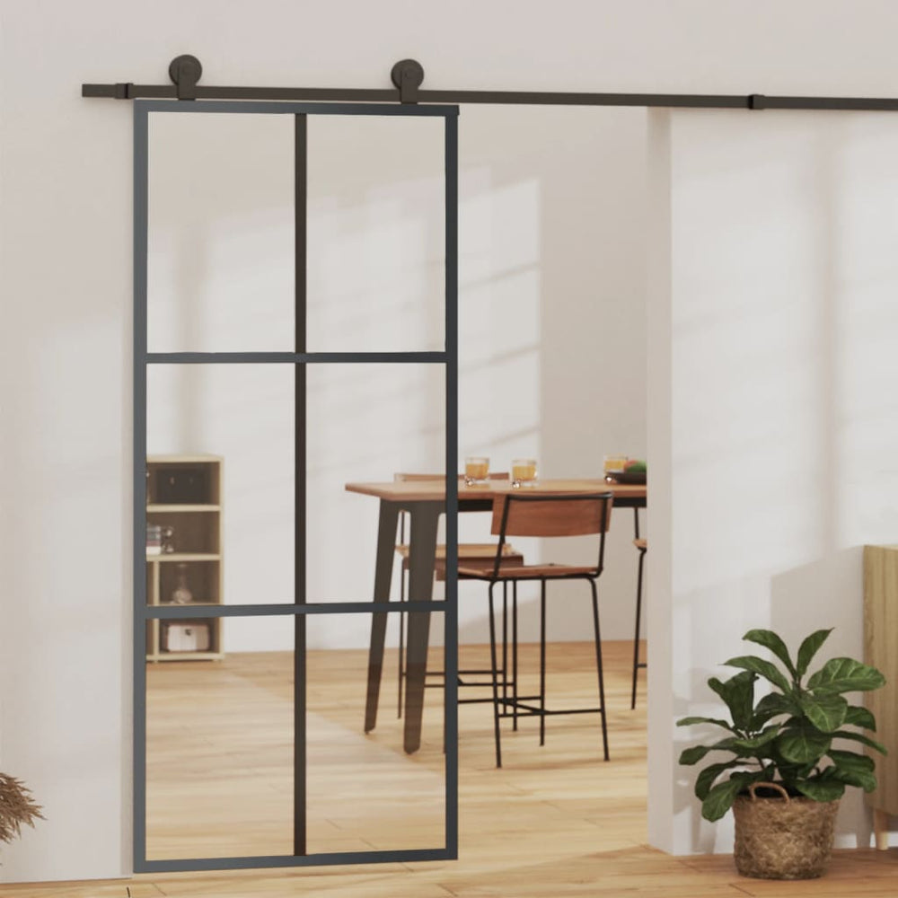 vidaXL Sliding Door with Fittings Tempered Glass & Aluminum 90x205 cm
