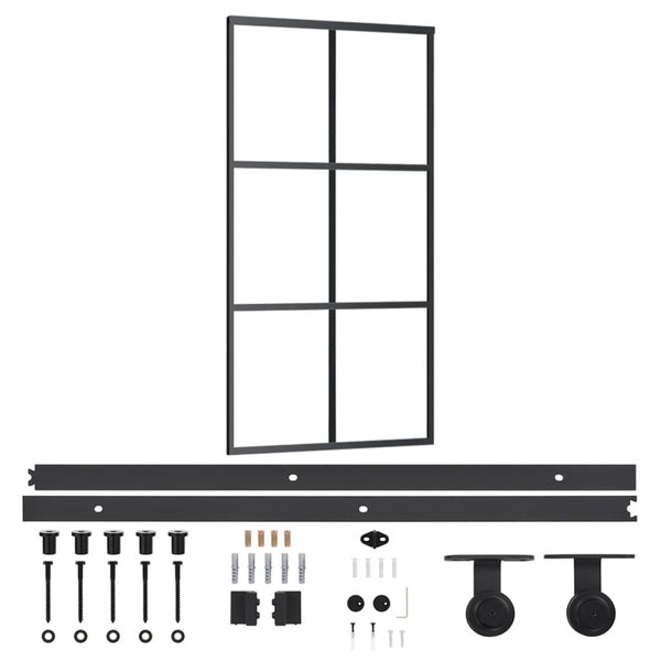 vidaXL Sliding Door with Hardware ESG Glass & Aluminum 102x205 cm