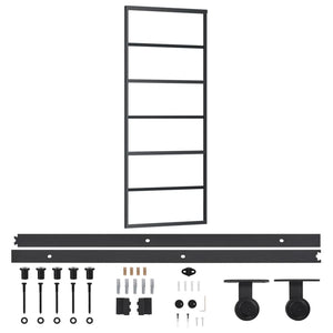vidaXL Sliding Door with Hardware Tempered Glass & Aluminum 76x205 cm