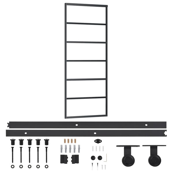 vidaXL Sliding Door with Hardware Tempered Glass & Aluminum 76x205 cm