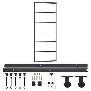 vidaXL Sliding Door with Hardware Tempered Glass & Aluminum 76x205 cm