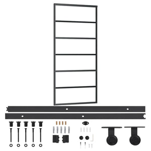 vidaXL Sliding Door with Fittings Tempered Glass & Aluminum 90x205 cm