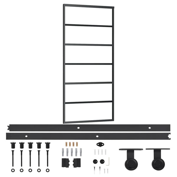 vidaXL Sliding Door with Fittings Tempered Glass & Aluminum 90x205 cm