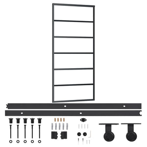 vidaXL Sliding Door with Fittings Tempered Glass & Aluminum 90x205 cm