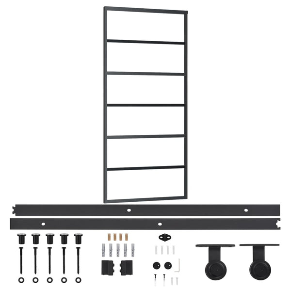 vidaXL Sliding Door with Fittings Tempered Glass & Aluminum 90x205 cm