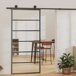 vidaXL Sliding Door with Fittings Tempered Glass & Aluminum 90x205 cm