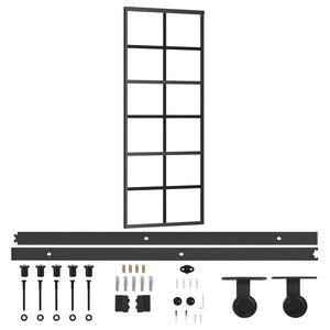 vidaXL Sliding Door with Hardware Tempered Glass & Aluminum 76x205 cm