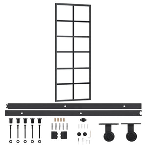 vidaXL Sliding Door with Hardware Tempered Glass & Aluminum 76x205 cm