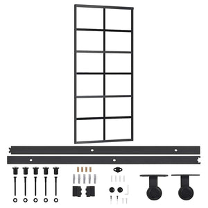 vidaXL Sliding Door with Fittings Tempered Glass & Aluminum 90x205 cm