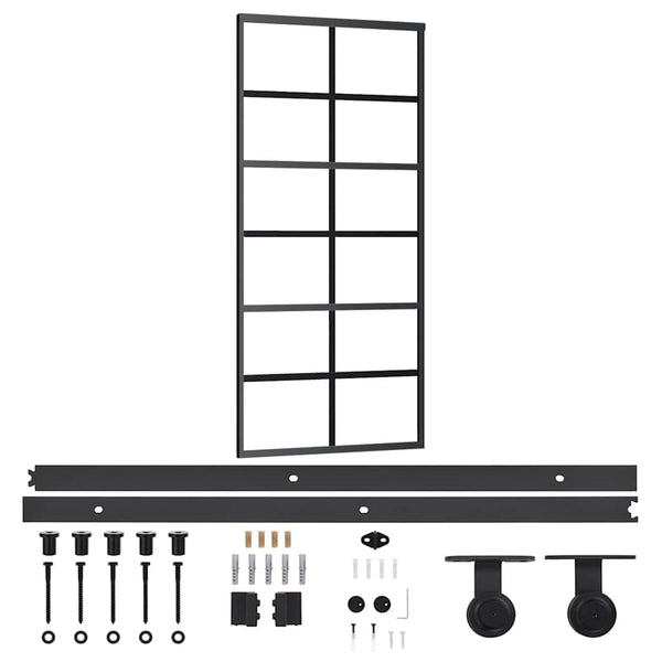 vidaXL Sliding Door with Fittings Tempered Glass & Aluminum 90x205 cm