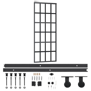 vidaXL Sliding Door with Hardware Tempered Glass & Aluminum 76x205 cm