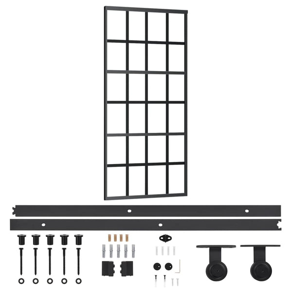 vidaXL Sliding Door with Fittings Tempered Glass & Aluminum 90x205 cm