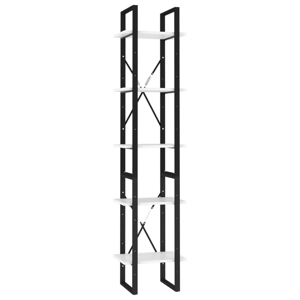 vidaXL Bookcase with 5 Shelves White 40x30x175 cm Engineered Wood
