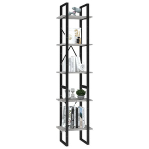 vidaXL Bookshelf 5 Tiers Concrete Grey 40x30x175 cm Engineered Wood