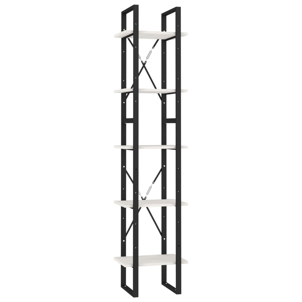 vidaXL Bookcase 5-Tier White 40x30x175 cm Solid Pine Wood