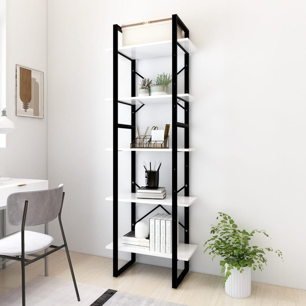 vidaXL Bookcase with 5 Compartments White 60x30x175 cm Engineered Wood