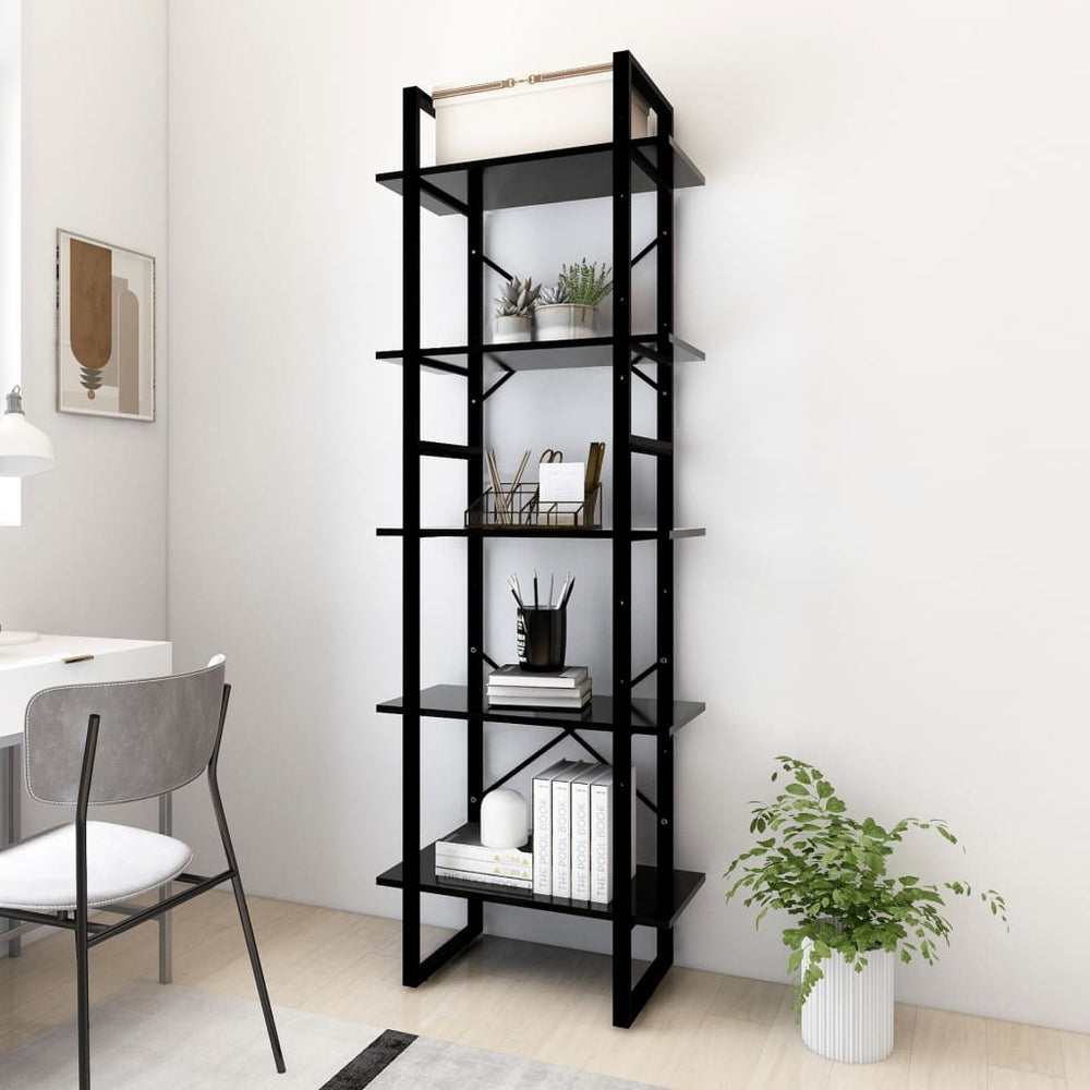 vidaXL Bookcase with 5 Compartments White 60x30x175 cm Engineered Wood