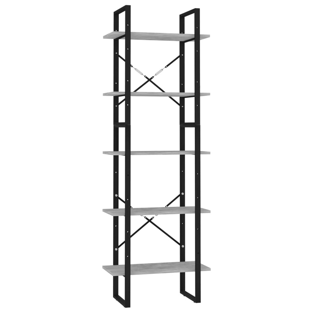 vidaXL Bookcase 5 Tiers Concrete Grey 60x30x175 cm Engineered Wood