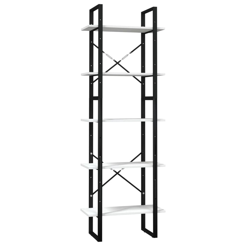 vidaXL Bookcase with 5 Shelves White 60x30x175 cm Solid Pine Wood