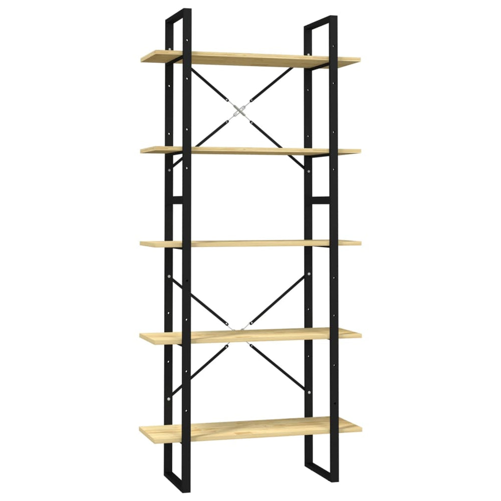 vidaXL Bookcase with 5 Shelves 80x30x175 cm Solid Pine Wood